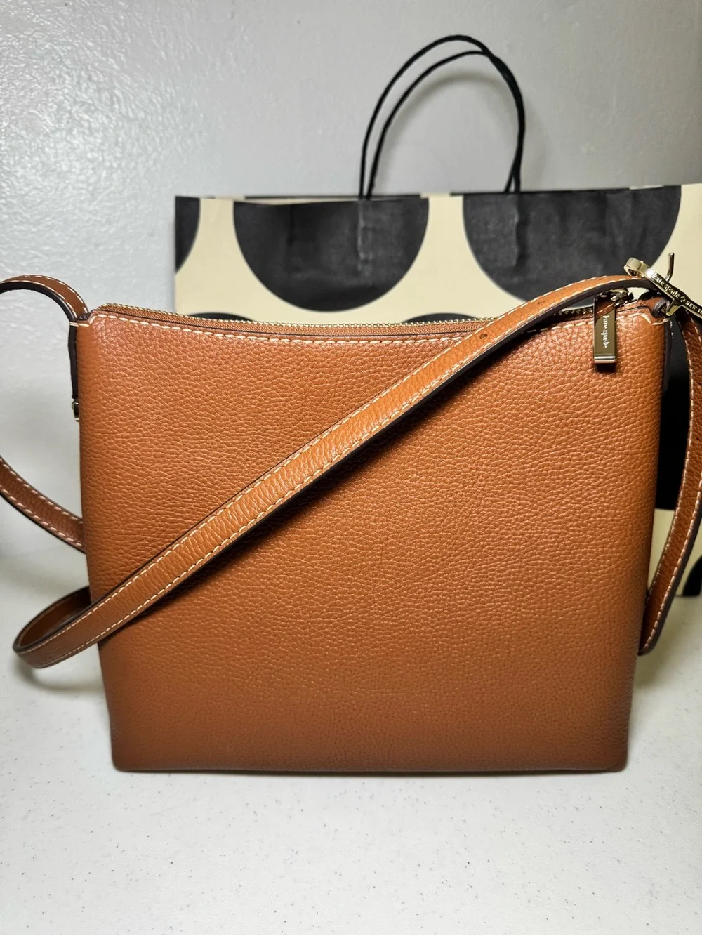 Kate Spade Brown Pebble Leather Crossbody Bag Purse NWT adjustable strap